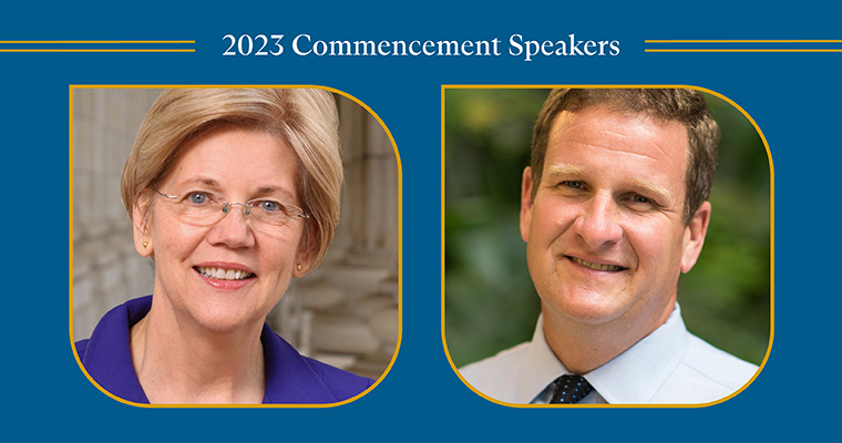 Senator Elizabeth Warren and business leader Rob Hale— this year's commencement speakers