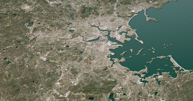 Satellite view of Boston