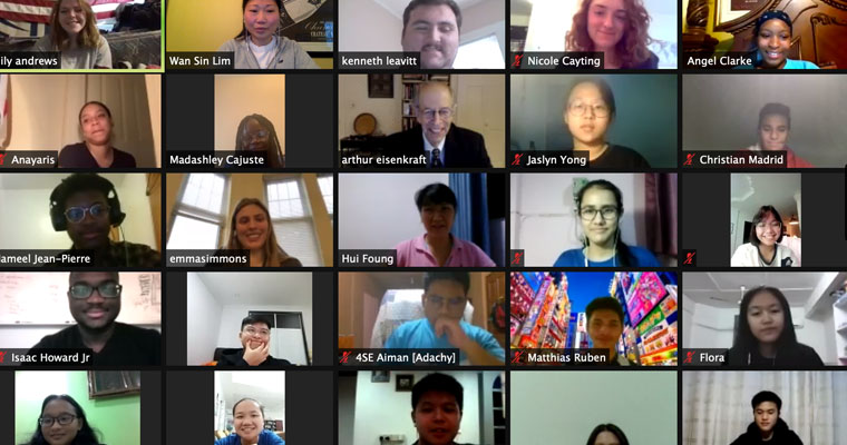 UTeach Boston participants in a virtual classroom with students in Malaysia