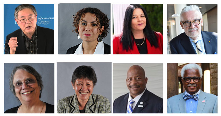 (clockwise)Paul Watanabe, Lorna Rivera, Georgianna Meléndez, Marcelo Suárez-Orozco, Charles Desmond, J. Keith Motley, Connie S. Chan, and Mi