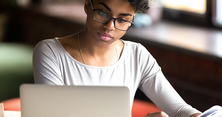 Student and laptop